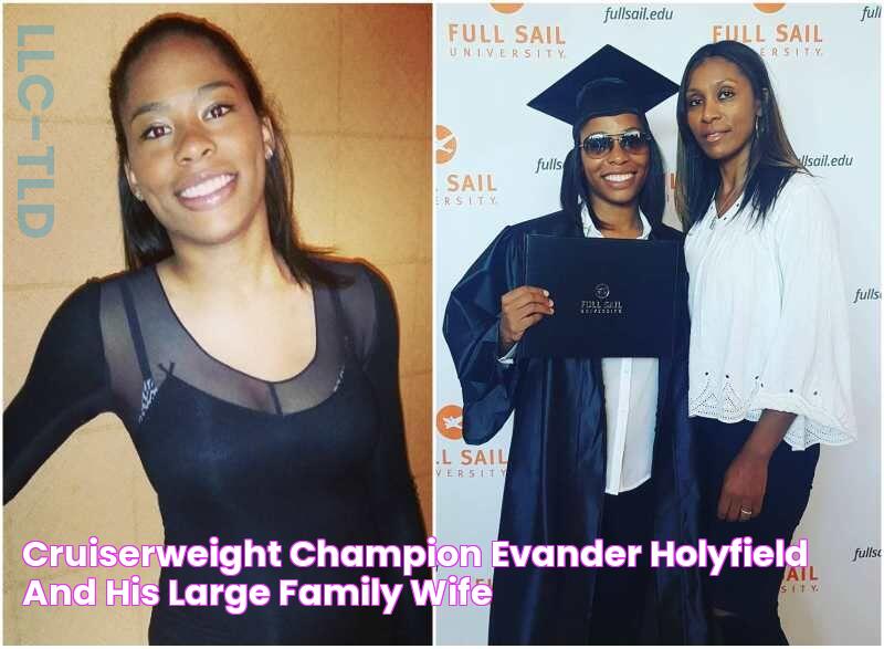 Cruiserweight champion Evander Holyfield and his large family wife