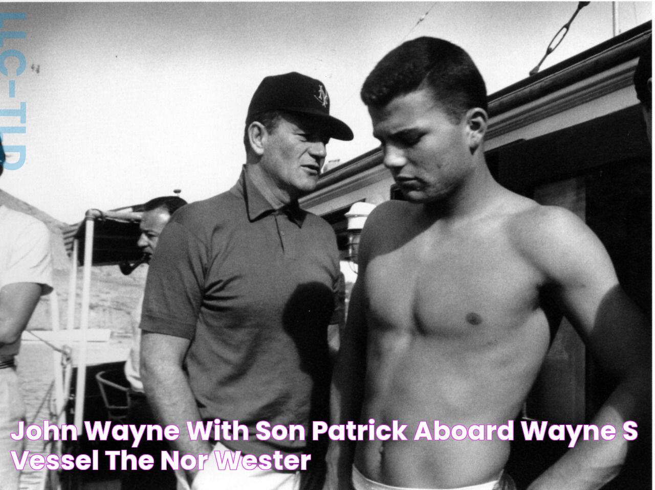 John Wayne with son Patrick, aboard Wayne's vessel the Nor’wester