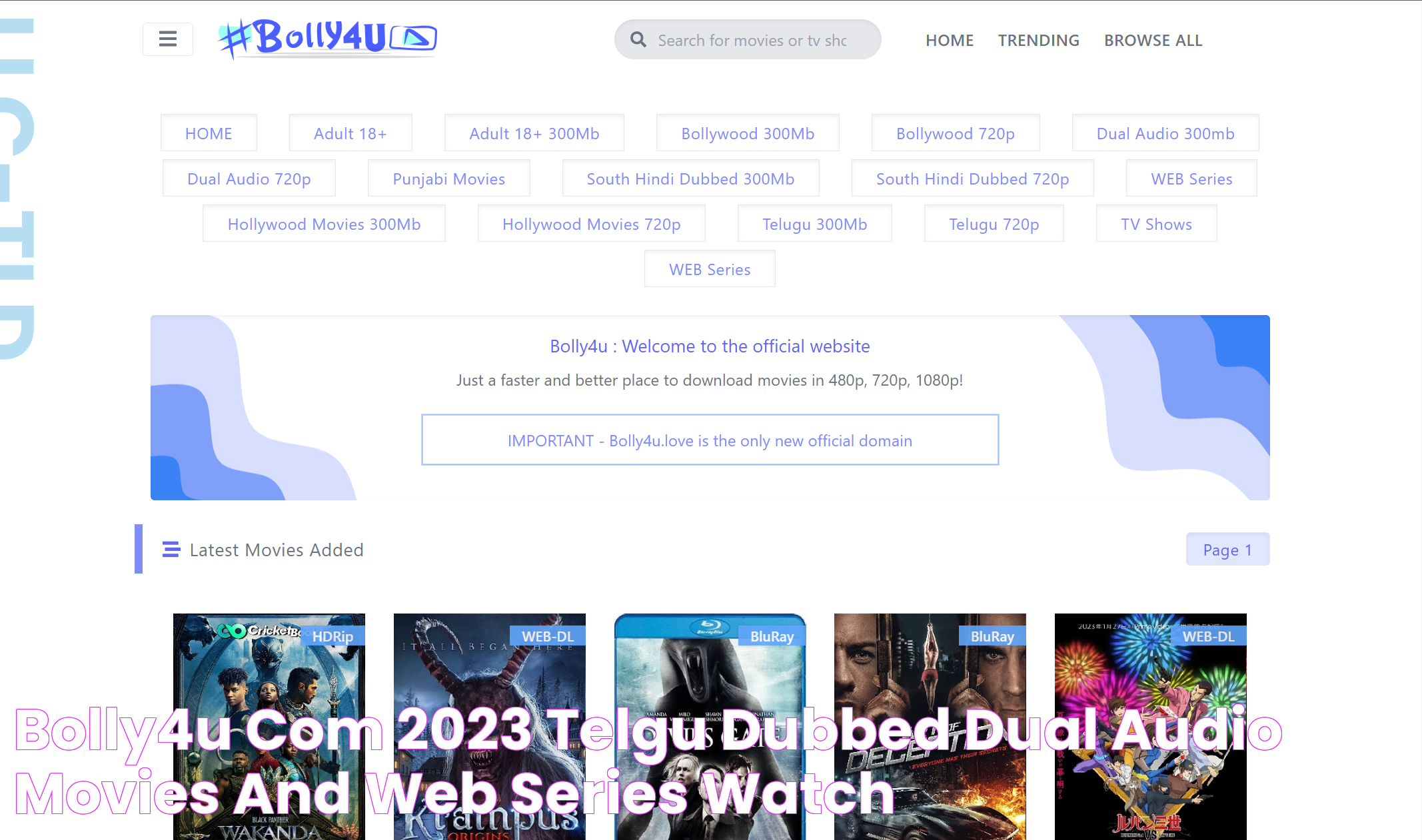 Bolly4u com 2023, Telgu Dubbed Dual audio Movies and Web series watch