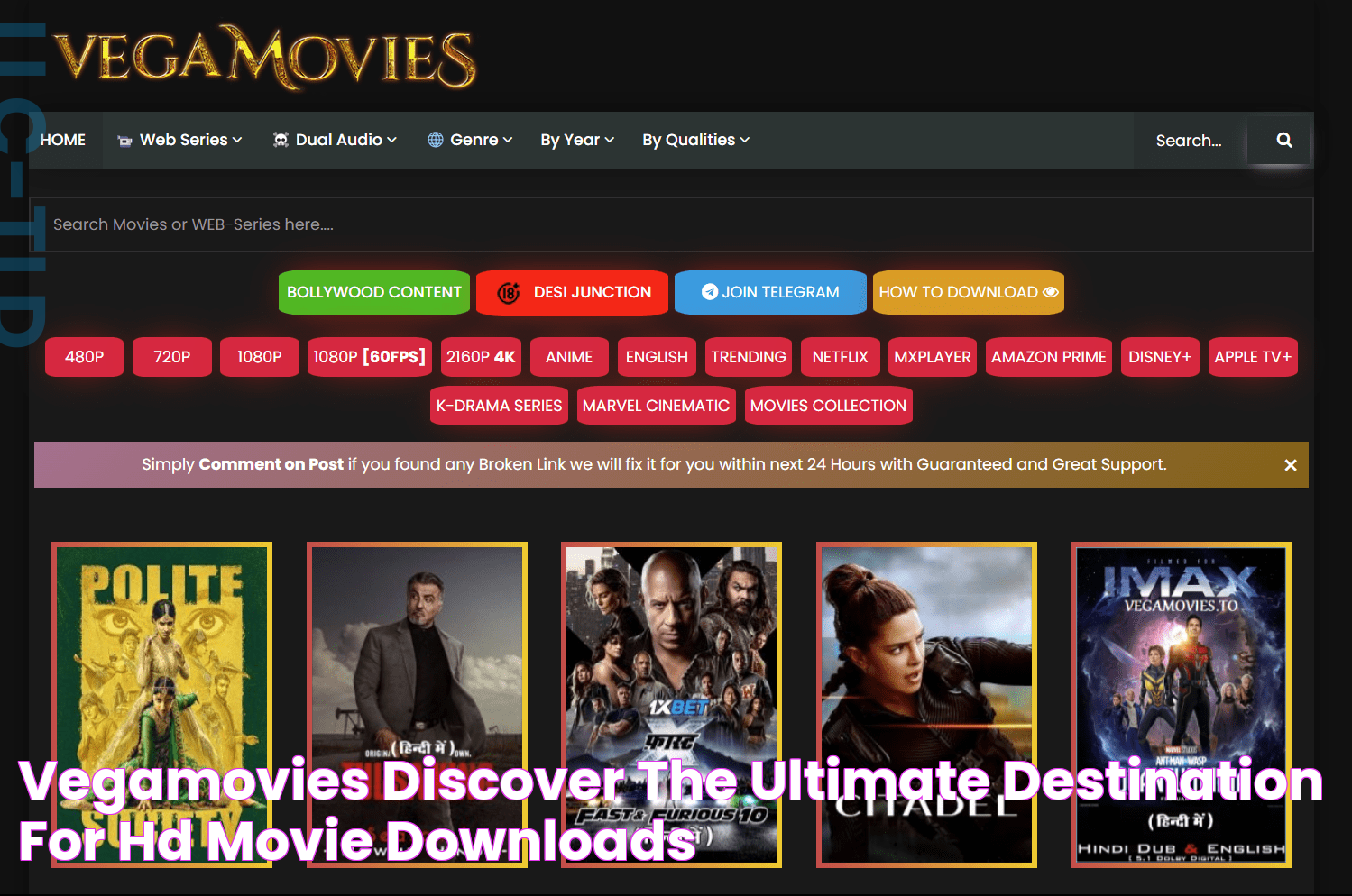 Discover Blockbuster Movies In 4K On Vegamovies.in