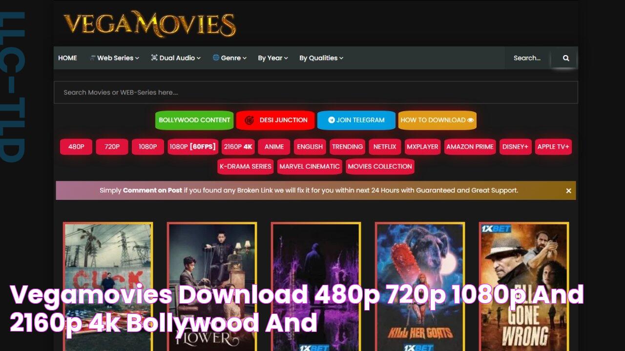 Vegamovies Download 480p 720p 1080p And 2160p 4K Bollywood And