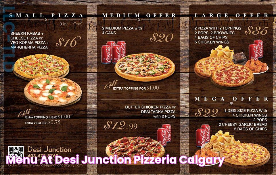 Menu at Desi Junction pizzeria, Calgary