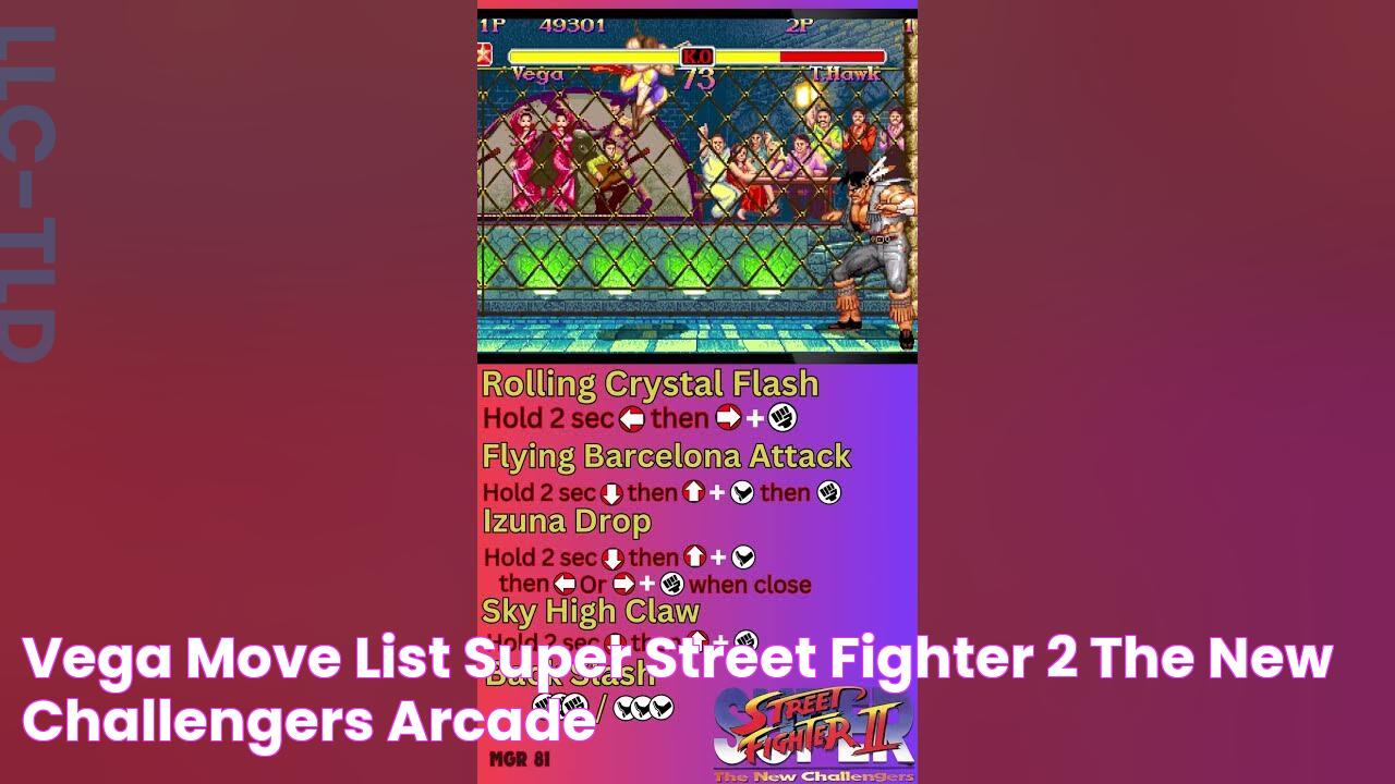 VEGA Move List ( Super Street Fighter 2 the new challengers ) ARCADE