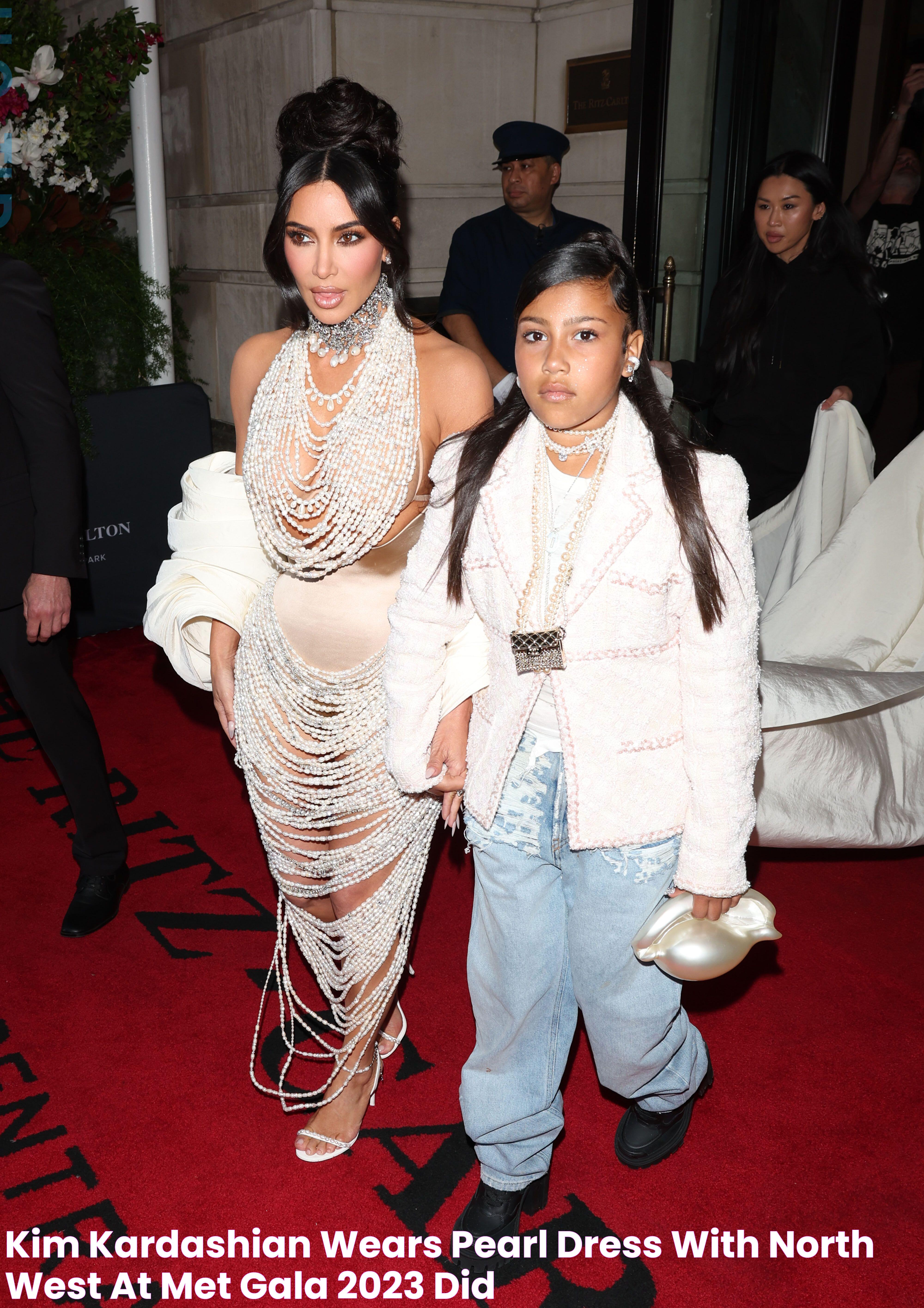 Kim Kardashian Wears Pearl Dress With North West at Met Gala 2023 Did