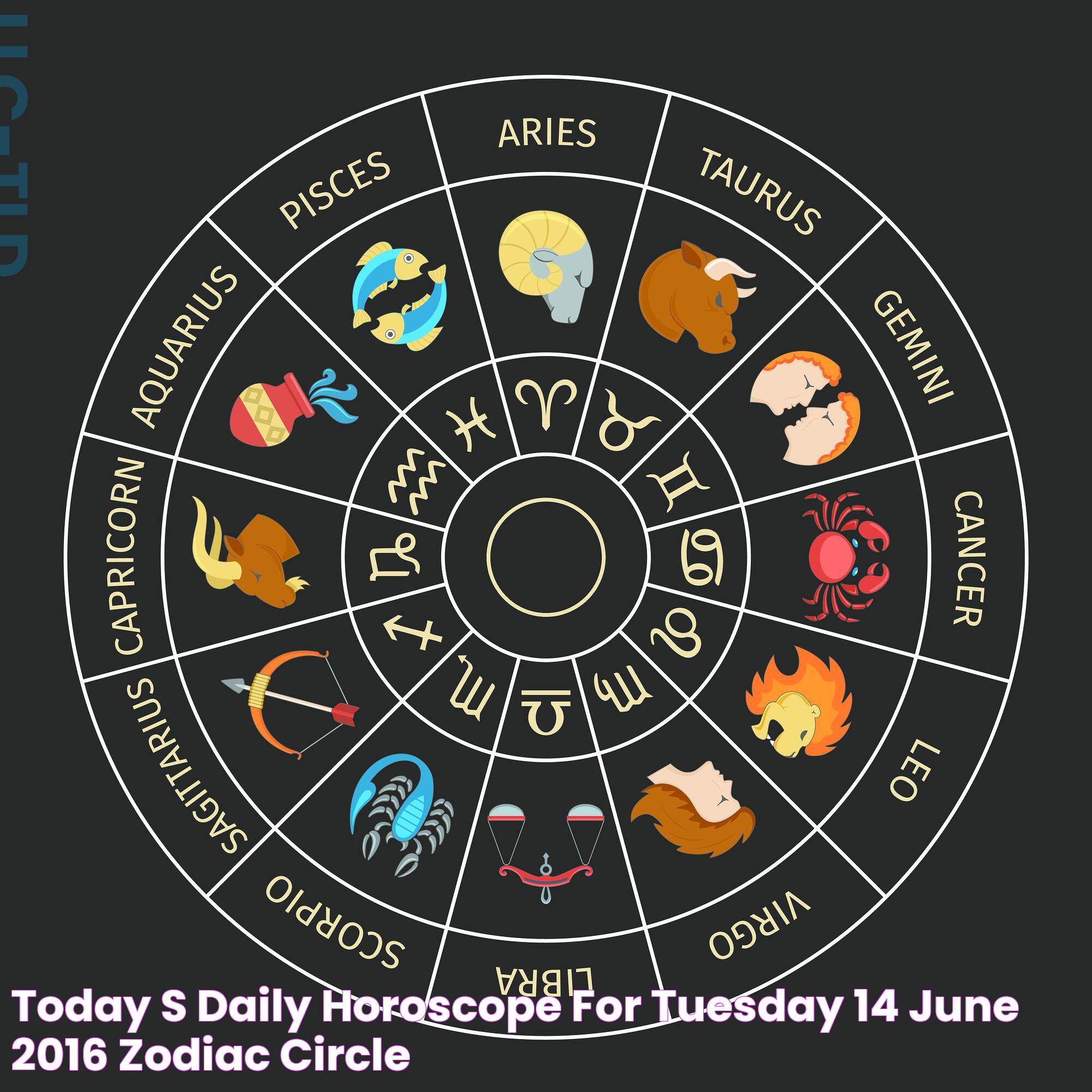 Today's daily Horoscope for Tuesday 14 June 2016 Zodiac circle