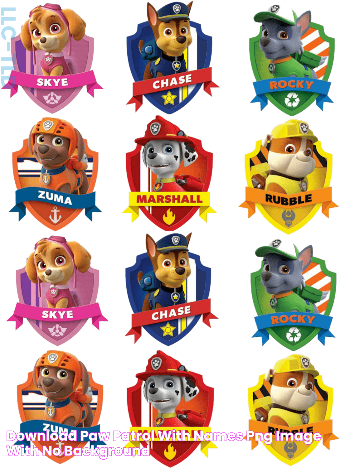 Download Paw Patrol With Names PNG Image with No Background