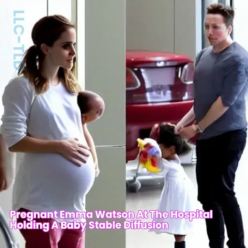 pregnant emma watson at the hospital holding a baby Stable Diffusion