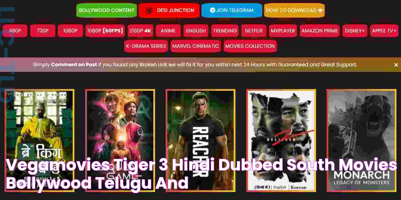 Vegamovies Tiger 3, Hindi dubbed South Movies, Bollywood, Telugu, And