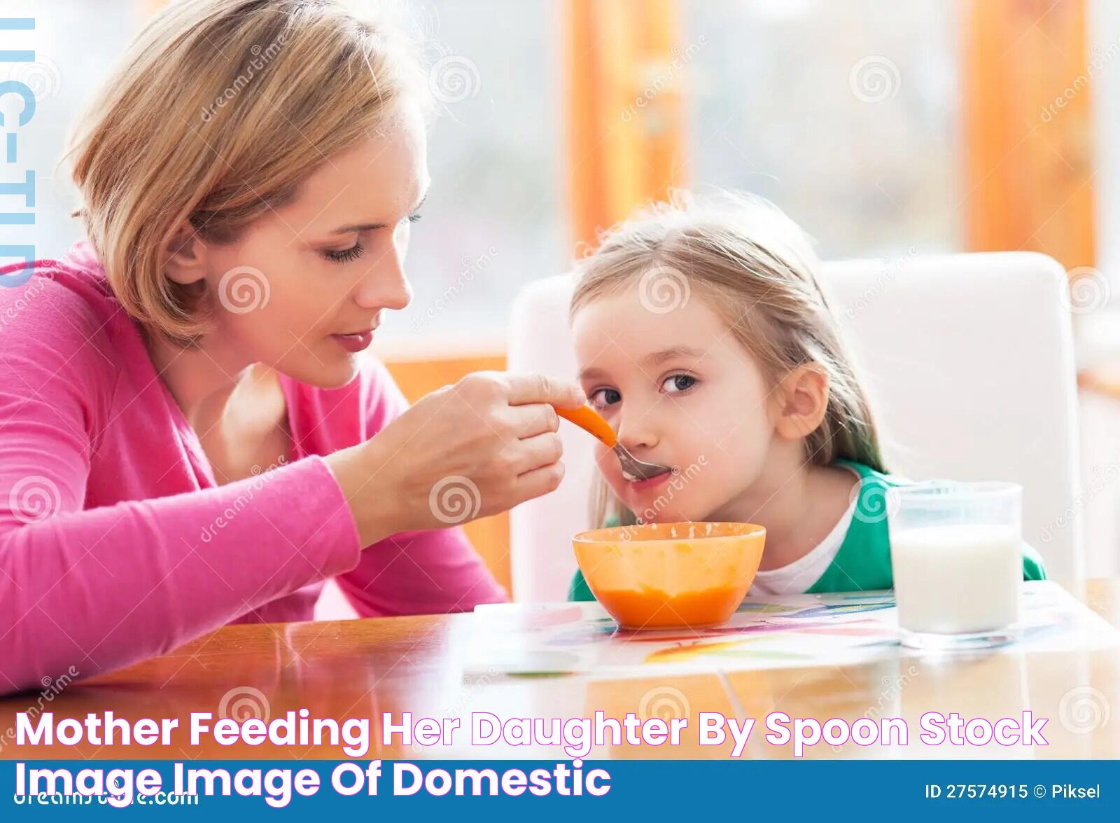 Mother Feeding Her Daughter by Spoon Stock Image Image of domestic