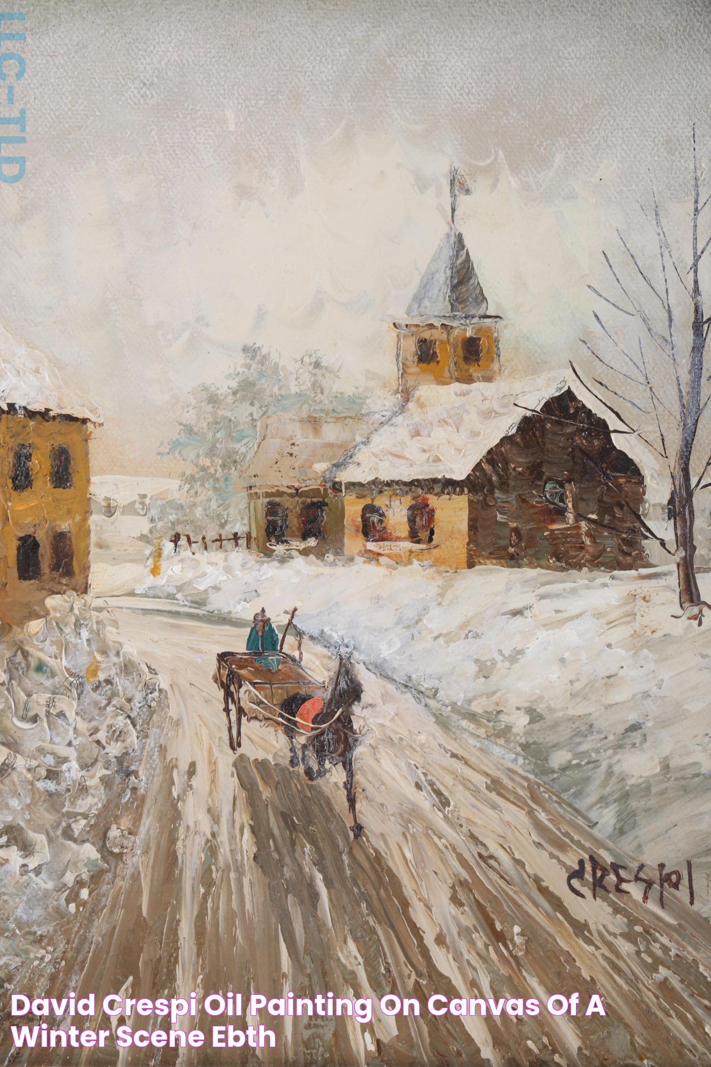 David Crespi Oil Painting on Canvas of a Winter Scene EBTH