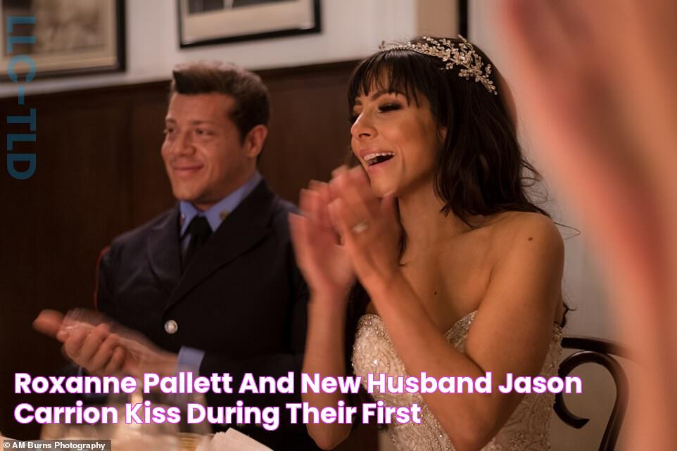 Roxanne Pallett and new husband Jason Carrion kiss during their first