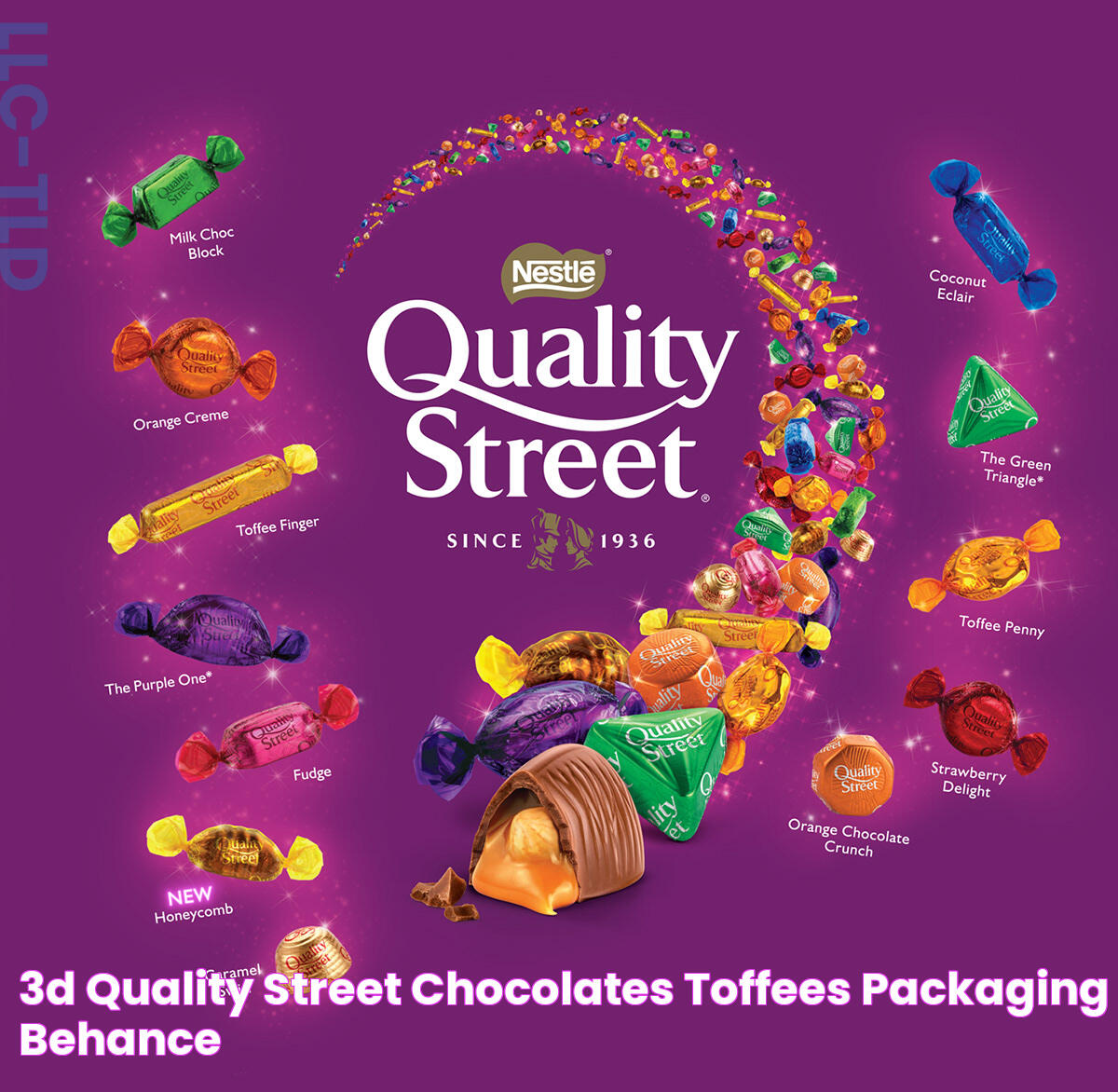 3D Quality Street Chocolates & Toffees Packaging Behance