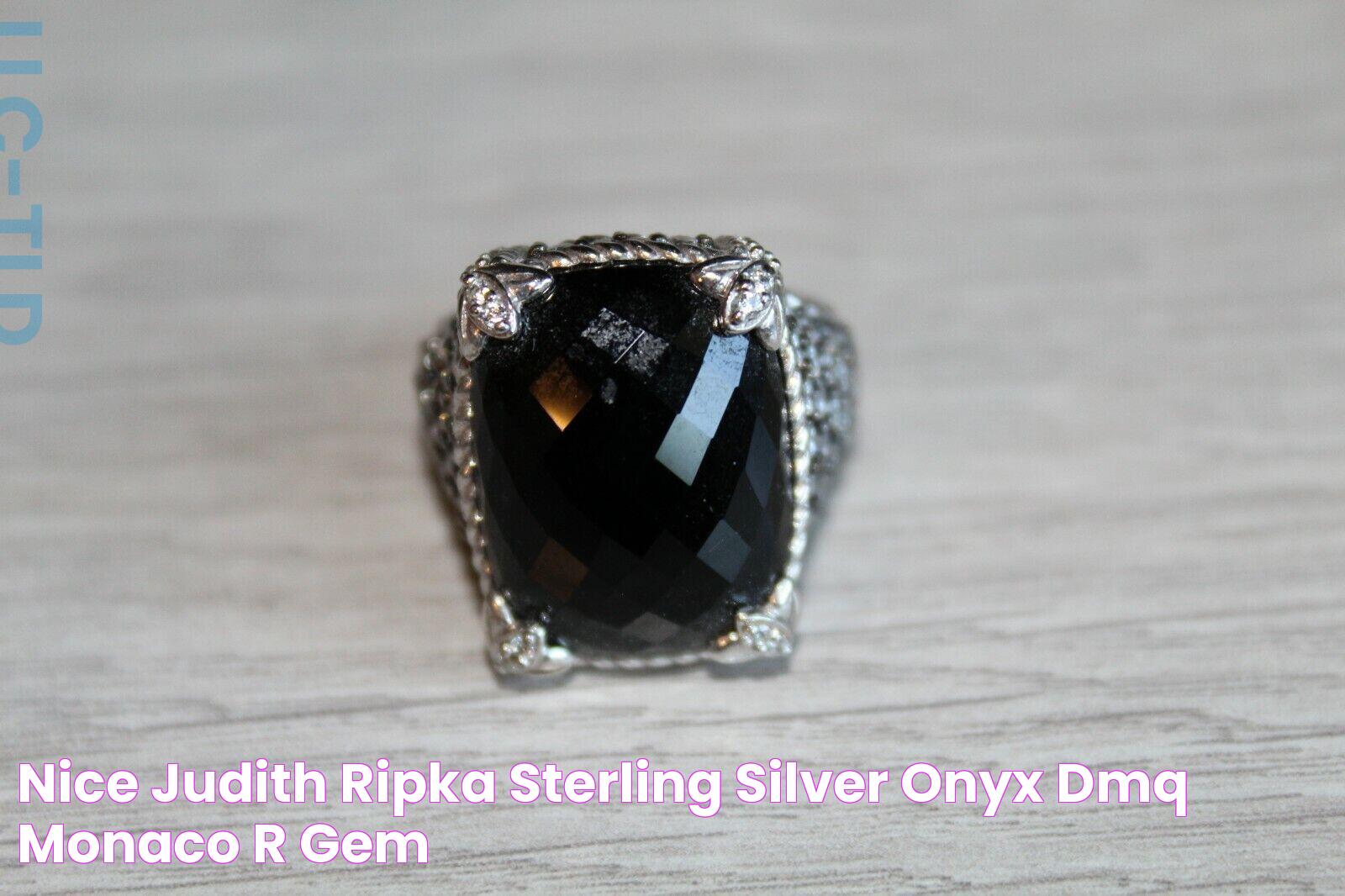 NICE JUDITH RIPKA STERLING SILVER ONYX & DMQ MONACO R… Gem