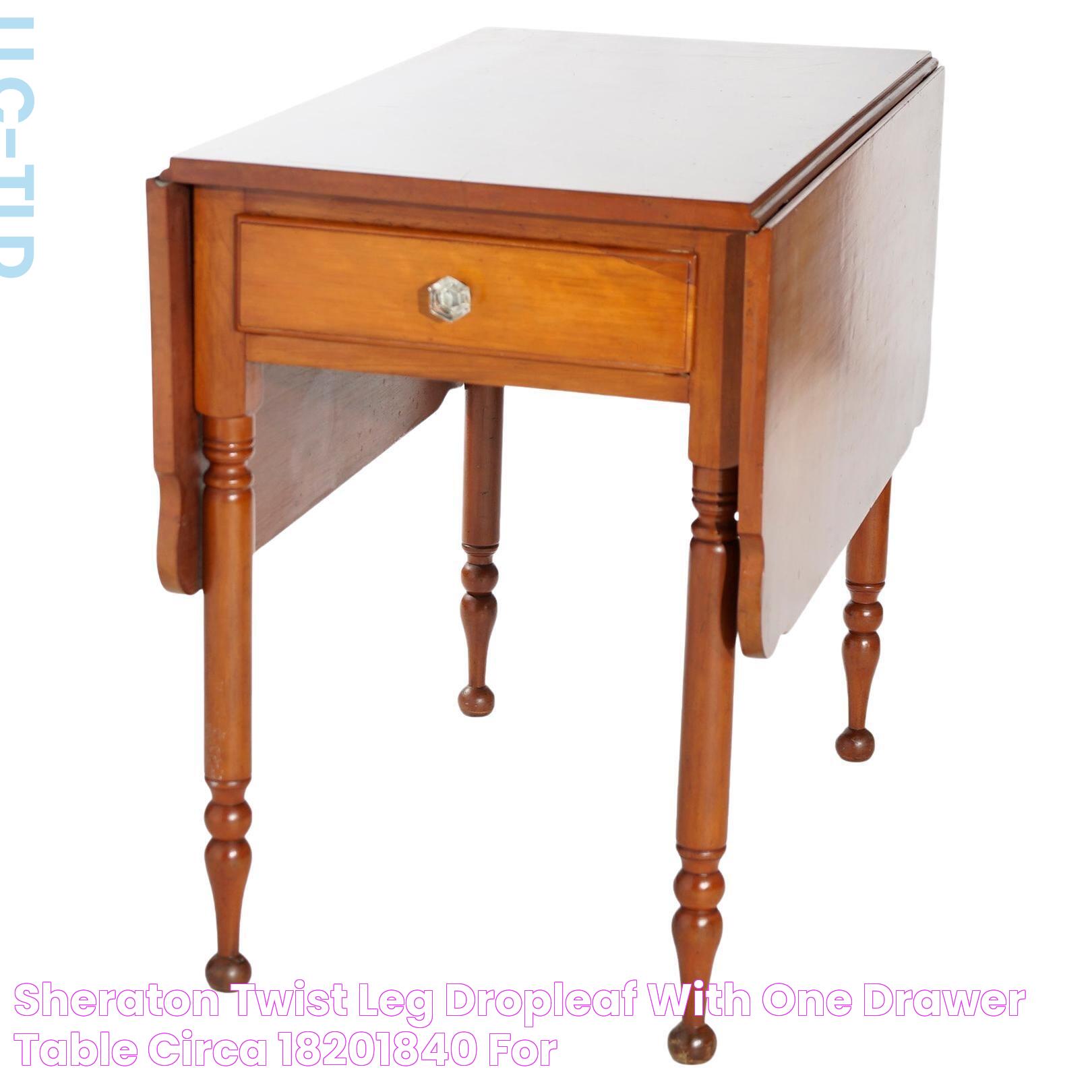 Sheraton Twist Leg DropLeaf with One Drawer Table, circa 18201840 For