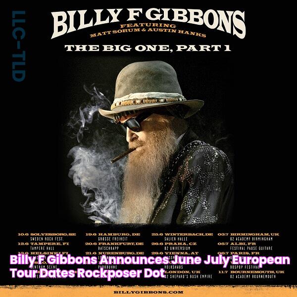 Billy F Gibbons Announces June/July European Tour Dates ROCKPOSER DOT