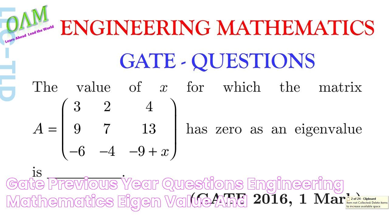 GATE Previous year Questions Engineering Mathematics Eigen value and