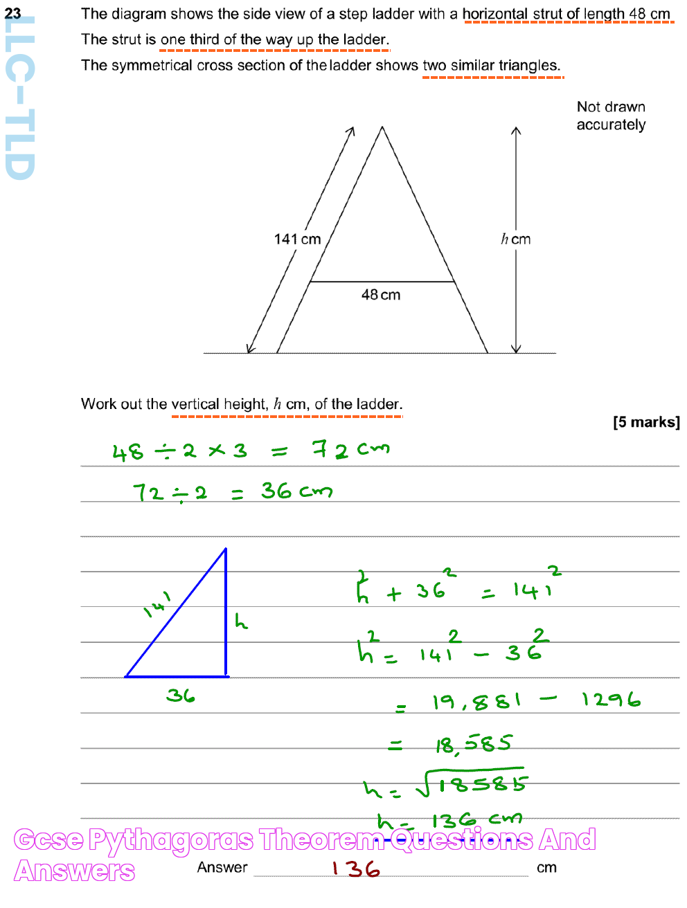 GCSE Pythagoras Theorem Questions and Answers