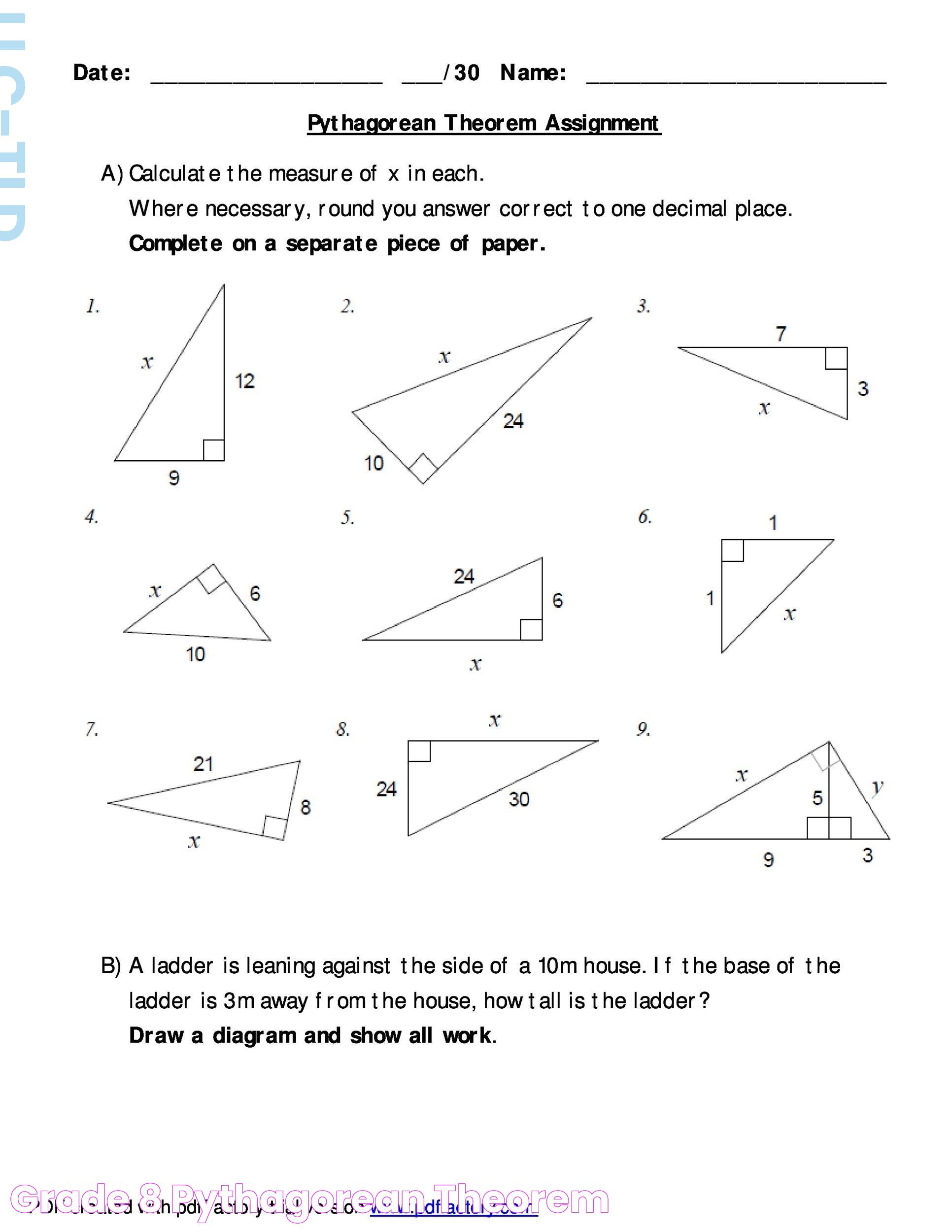 Grade 8 Pythagorean Theorem