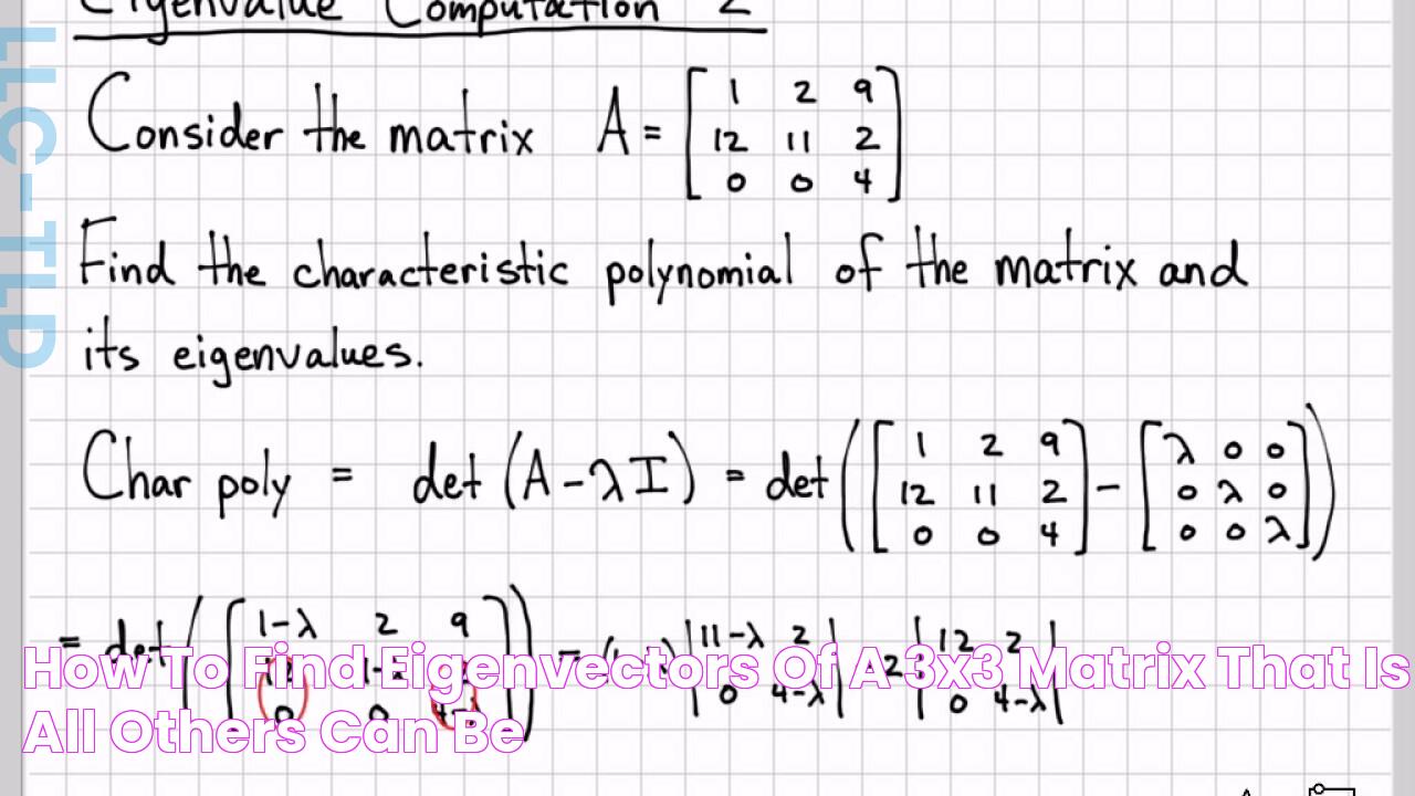 How To Find Eigenvectors Of A 3X3 Matrix That is, all others can be