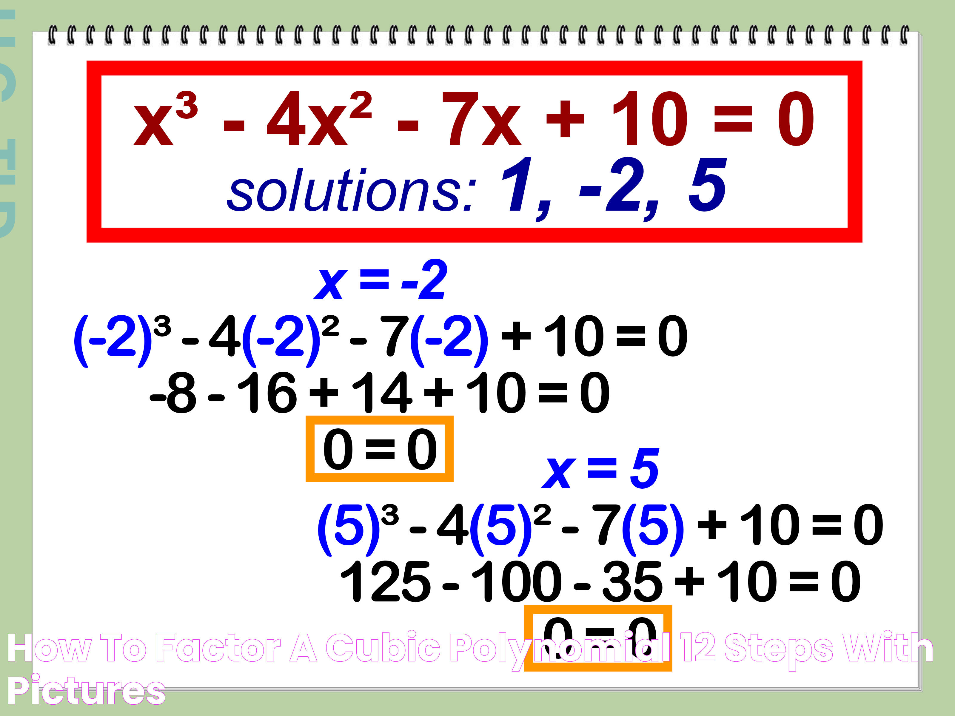 How to Factor a Cubic Polynomial 12 Steps (with Pictures)