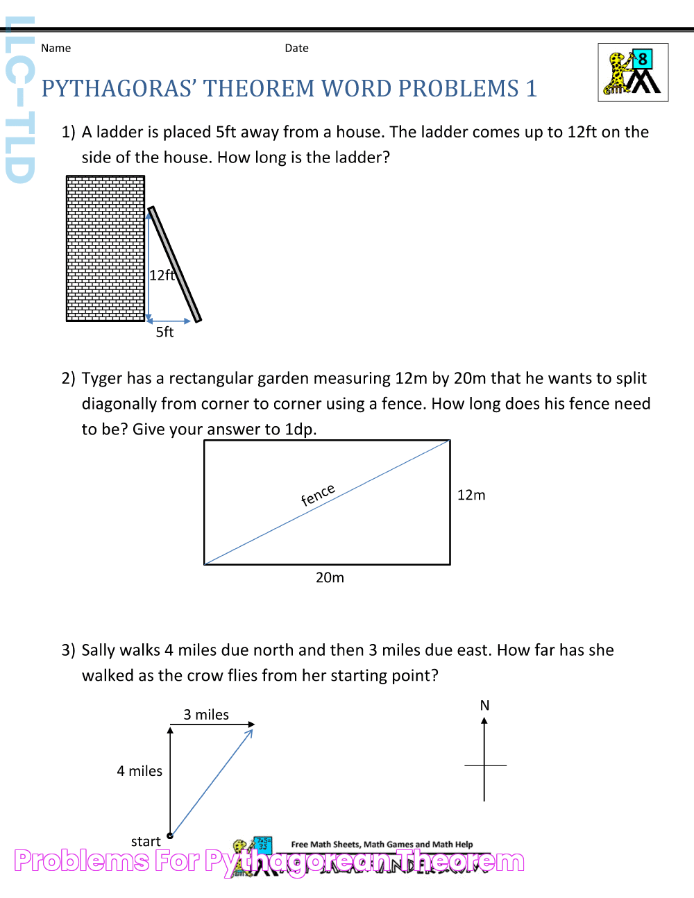 Problems For Pythagorean Theorem