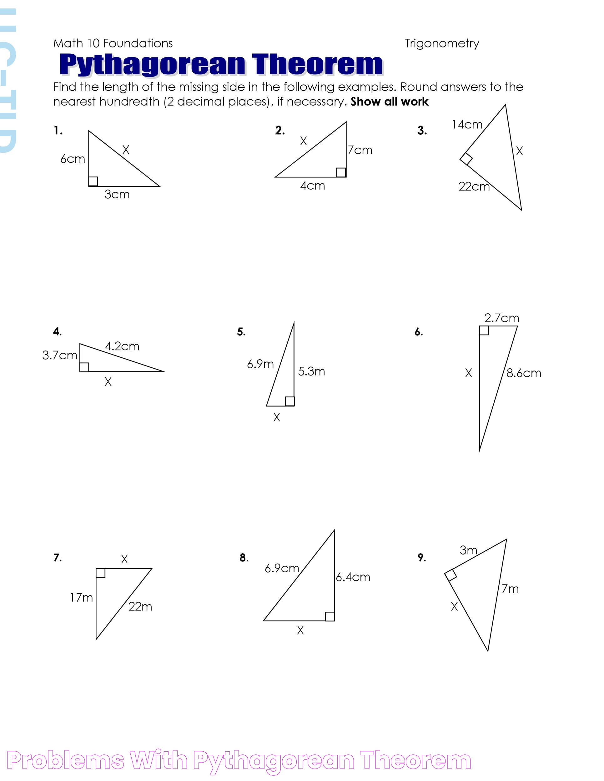 Problems With Pythagorean Theorem