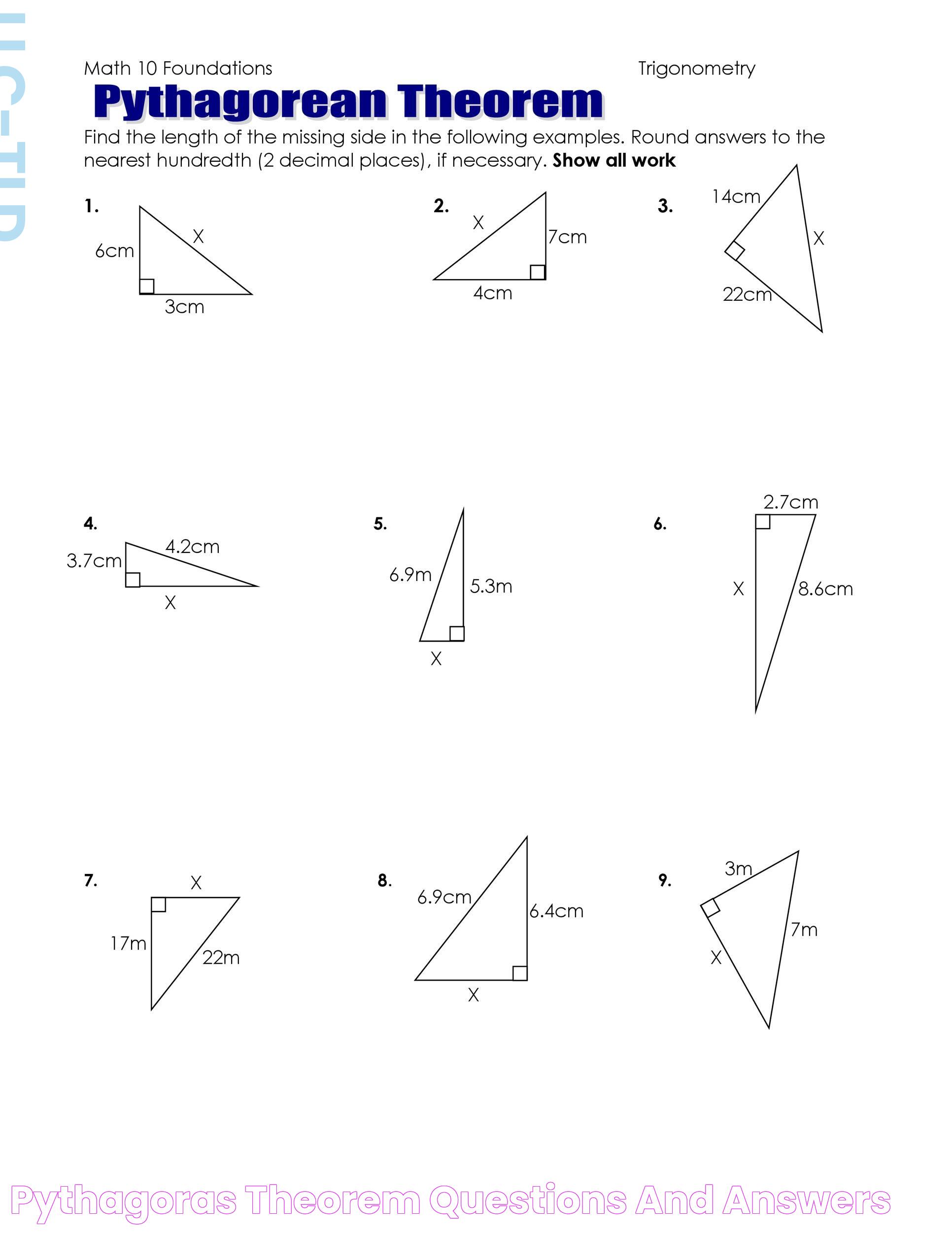 Pythagoras Theorem Questions And Answers