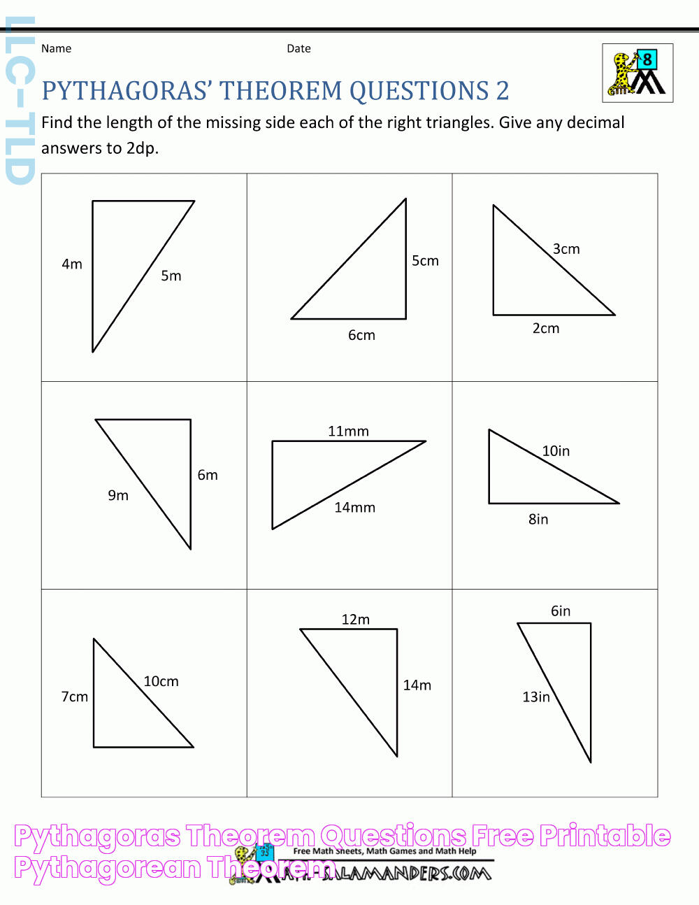 Pythagoras Theorem Questions Free Printable Pythagorean Theorem