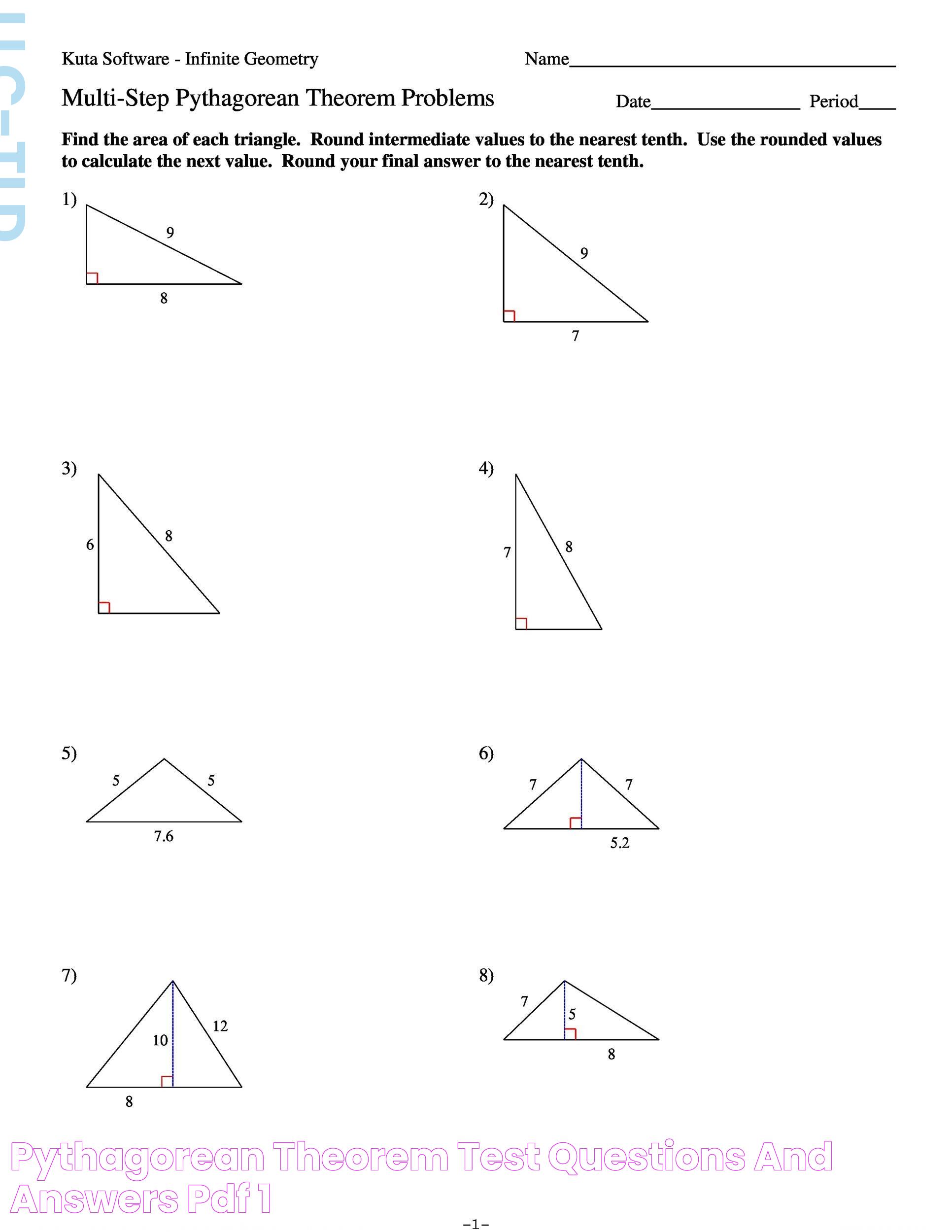 Pythagorean Theorem Test Questions And Answers Pdf