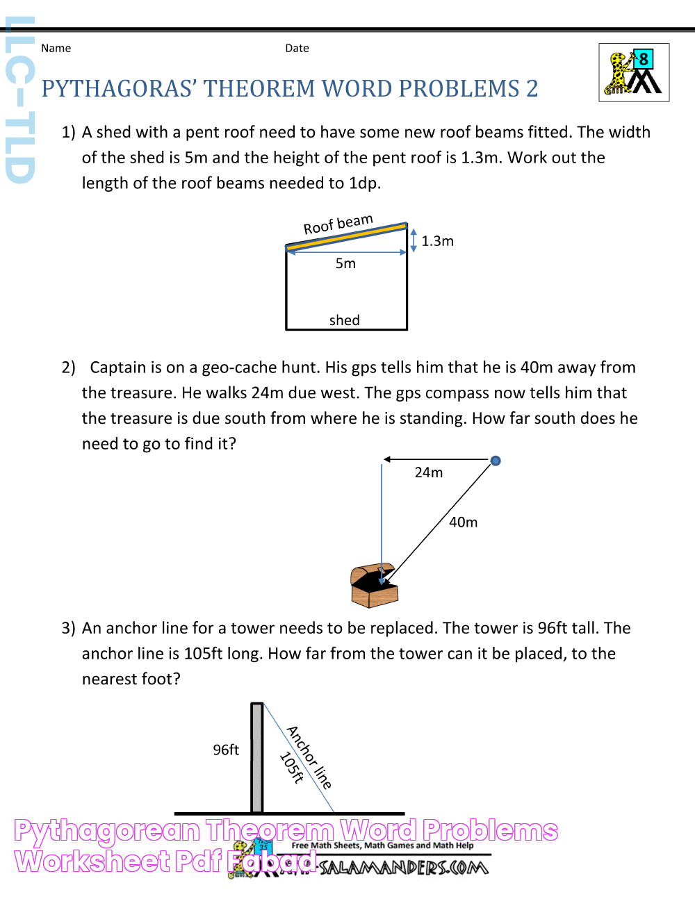 Pythagorean Theorem Word Problems Worksheet Pdf Fabad