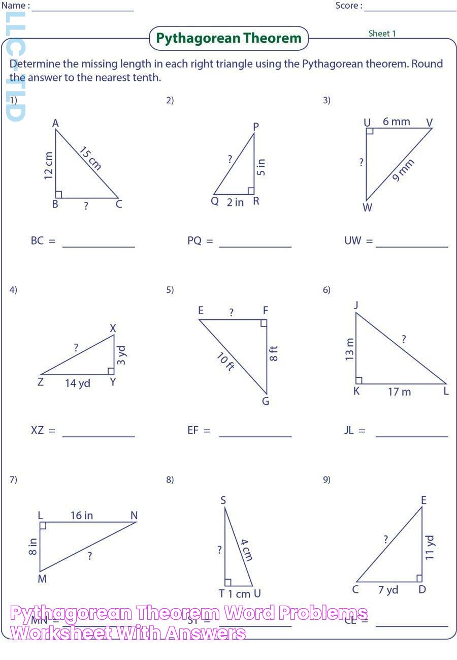 Pythagorean Theorem Word Problems Worksheet With Answers