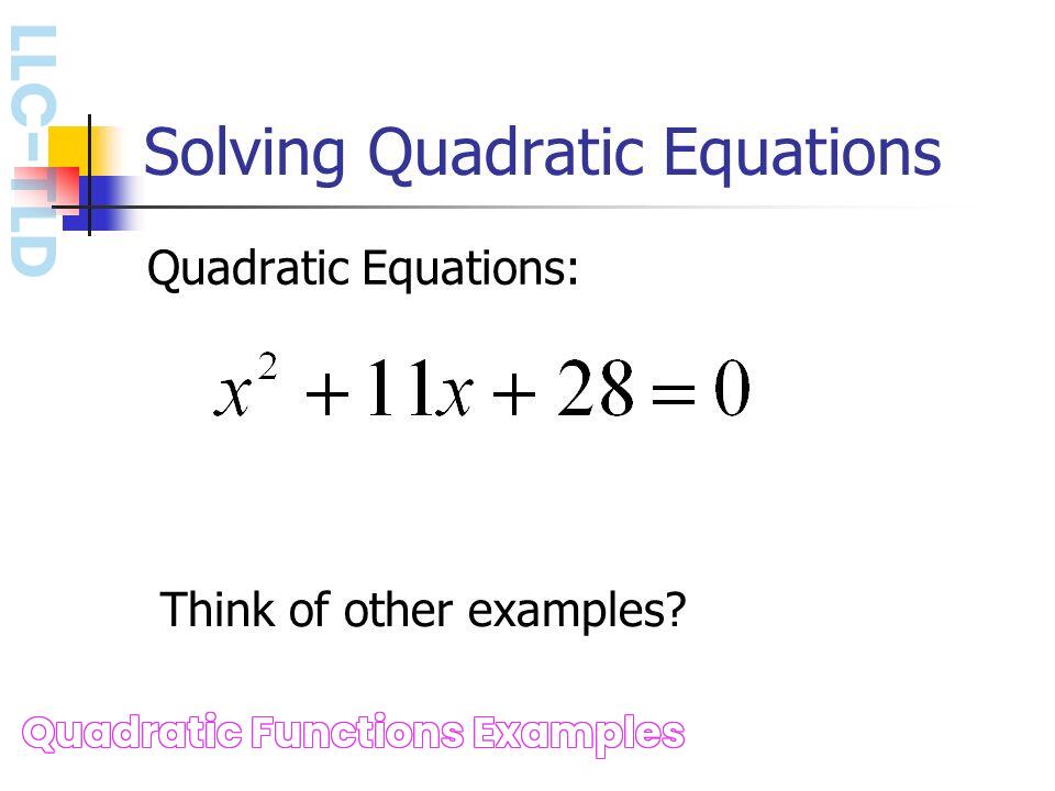 Quadratic Functions Examples