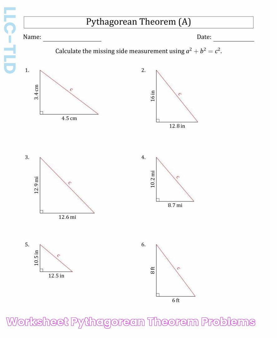 Worksheet Pythagorean Theorem Problems