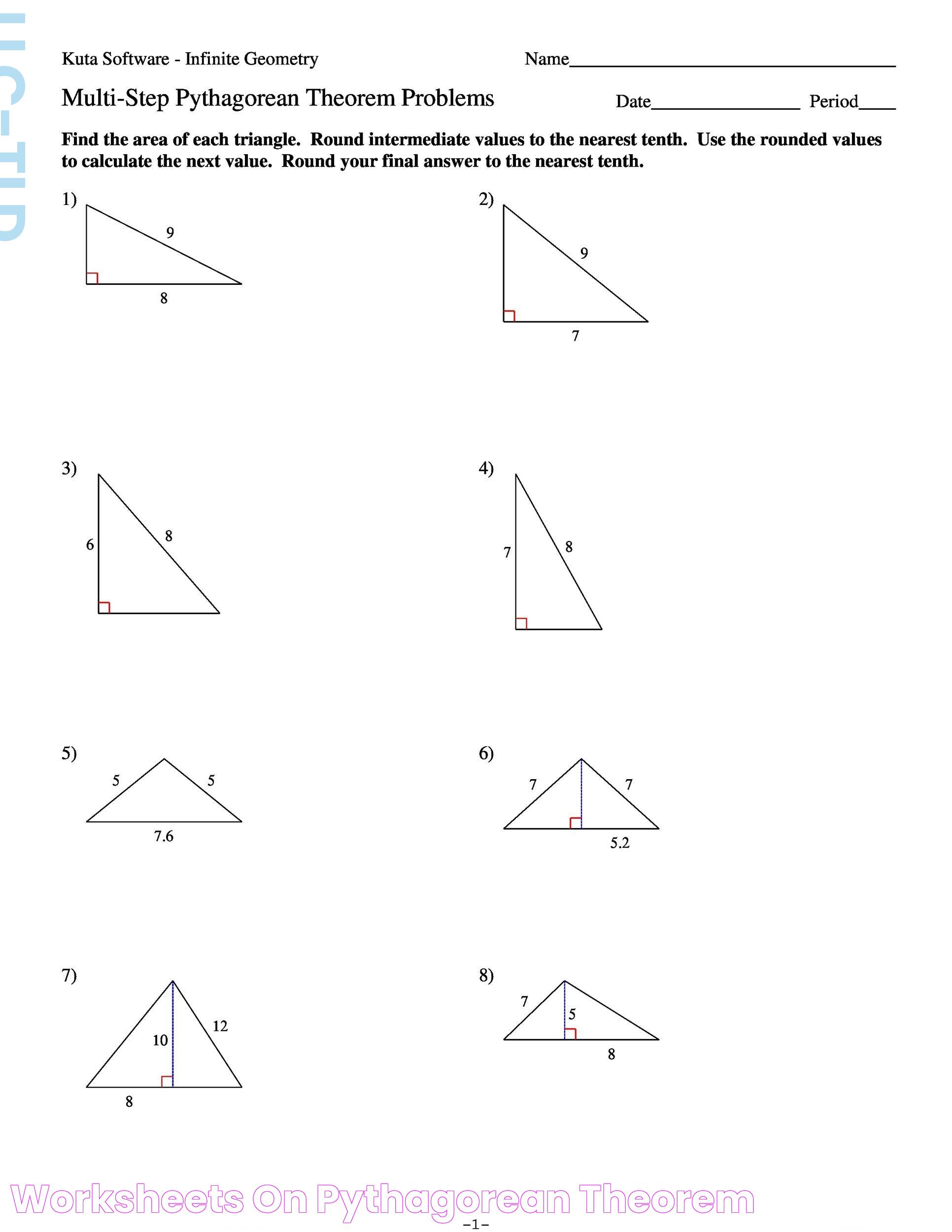 Worksheets On Pythagorean Theorem