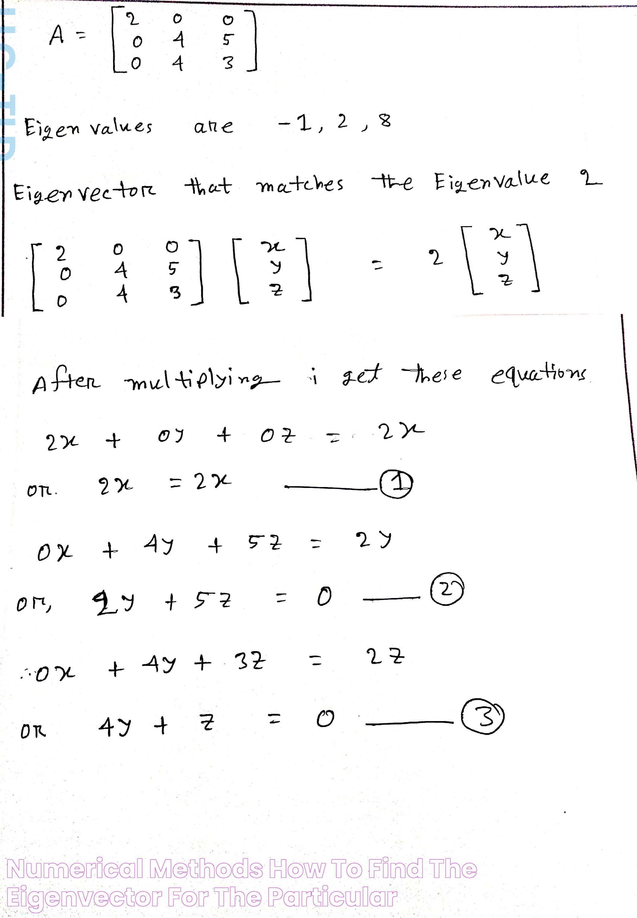 numerical methods How to find the Eigenvector for the particular