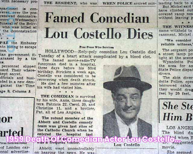 1959 Death Of Comedian Actor Lou Costello...