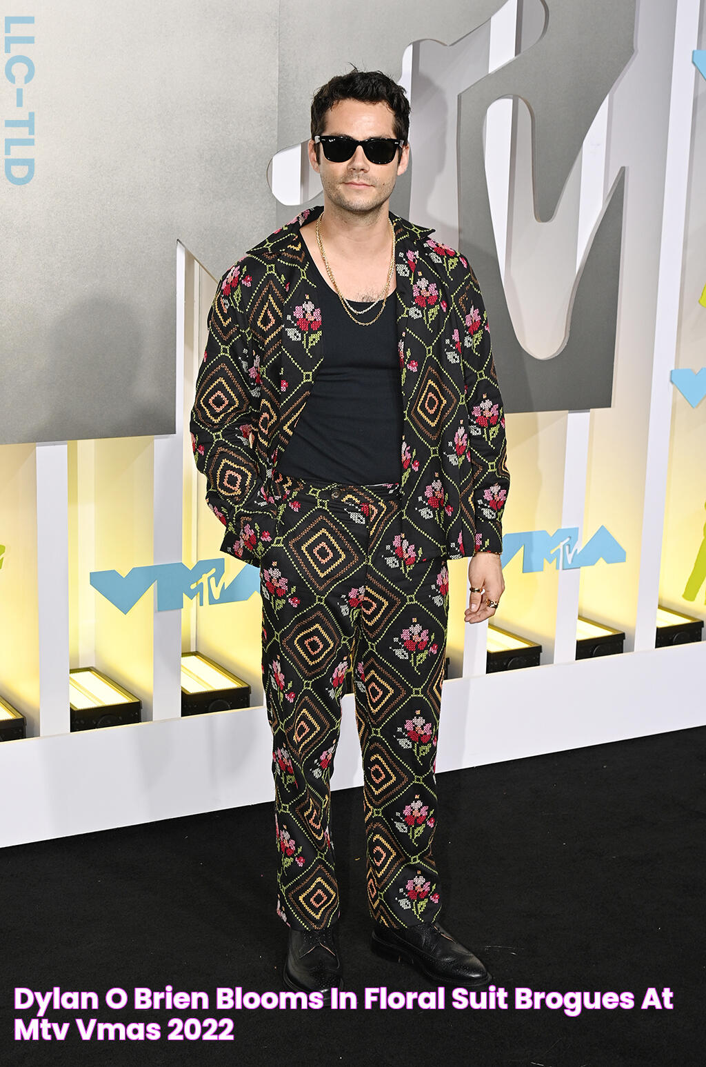 Dylan O’Brien Blooms In Floral Suit & Brogues at MTV VMAs 2022