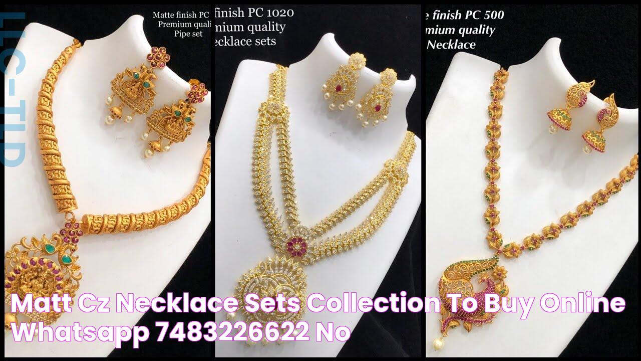 Matt, CZ necklace sets collection to buy online WhatsApp 7483226622 (no