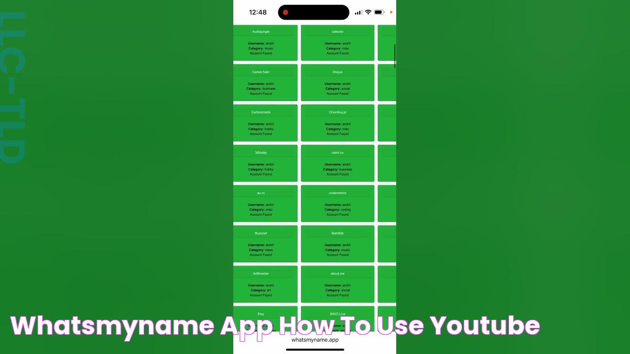 WhatsMyName app how to use YouTube