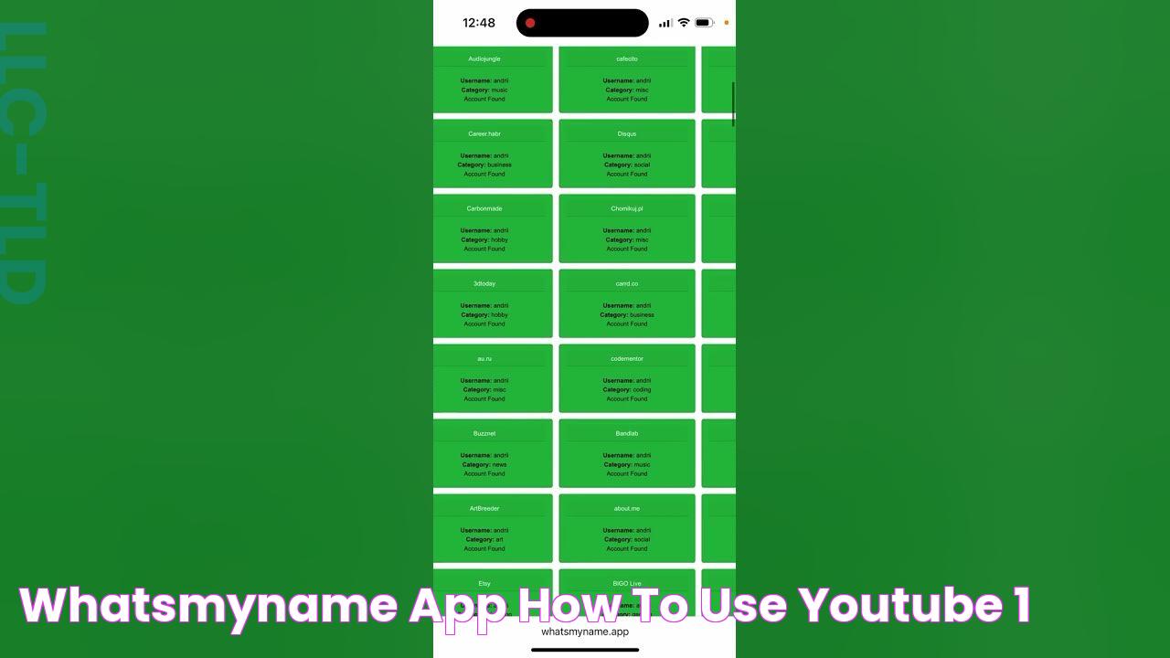 WhatsMyName app how to use YouTube